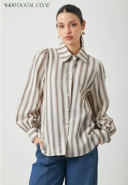 Gestreepte Müslin blouse